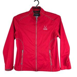 Mens Red Cutter & Buck Jacket Full Zip Mock Neck Long Sleeve Polyester Size L
